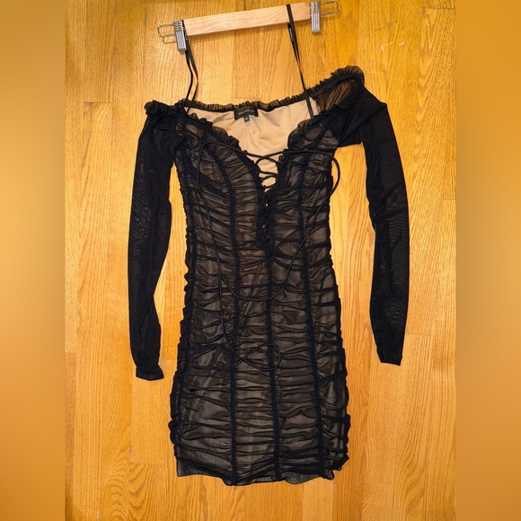 Majorelle Jardin Darling Ruched Black Dress- size Small - Picture 3 of 8